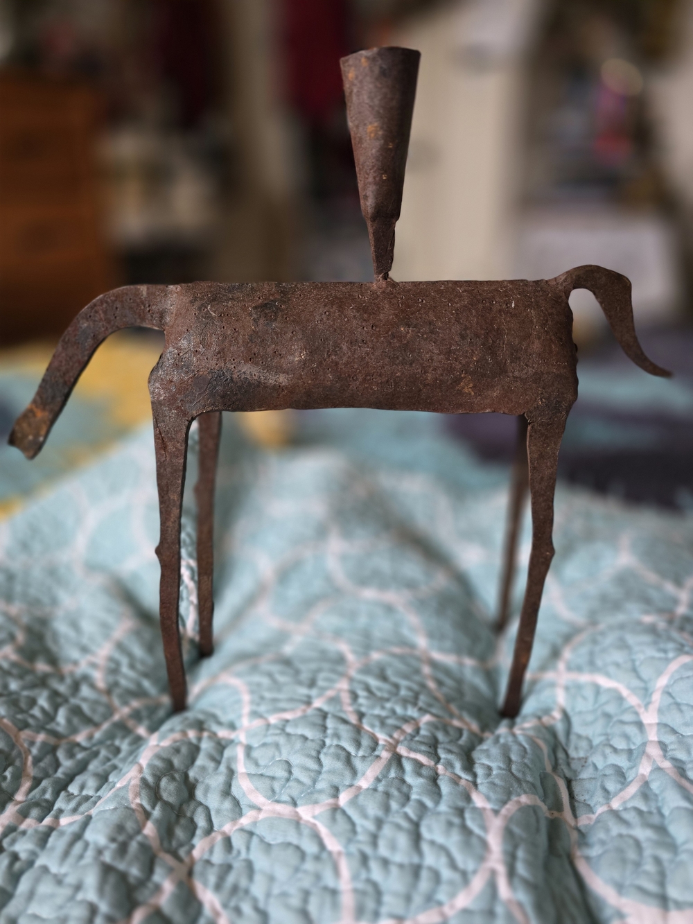 Vintage Brutalist Metal Horse Sculpture –candle holder Decorative Figurine